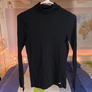 Hollister - Black Ribbed Mockneck Long-Sleeve